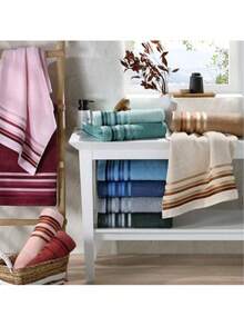 Bath Towel Set 4 Pieces 100% Cotton Thick Super Soft Terry Excellent Absorption New Premier Valletex - 酒紅色 - 查看 7