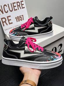 Men's Running Shoes, Lace-Up Low-Top Training Shoes With Round Toe, Suitable For Daily Fitness And Sports - Black - View 3