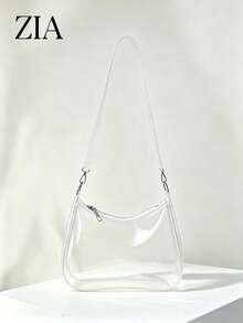 Transparent PVC Underarm Bag For Women Summer Jelly Bag Fresh Shoulder Bag Versatile Ins Style Minimalist Transparent Crossbody Small Bag (Zipper Color Random) - White - View 2