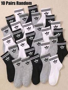 5/10/20 Pairs Random Black, White And Grey Kids Casual Sports Mid-Calf Socks, Suitable For Summer And Autumn, Perfect For Daily Wear And Back To School Season - Multicolor - View 11