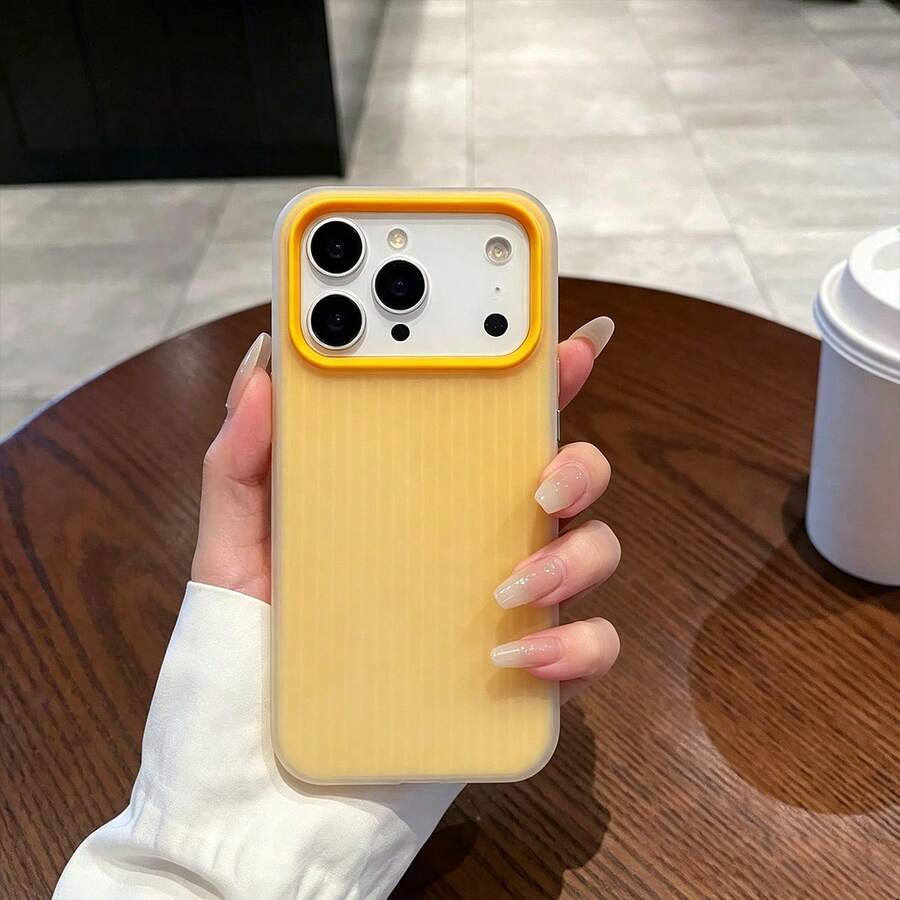 Kompatibel dengan iPhone 17/17 Pro/17 Pro Max/16/15/14/13/12/11 Series, 1 buah Casing Ponsel Matte Bergelombang 2-in-1, Pelindung Anti Guncangan Full Coverage, Casing Ponsel Apple 17 Pro Max, Casing Ponsel Anti Guncangan Full Coverage yang Modis - Jeruk - View 1