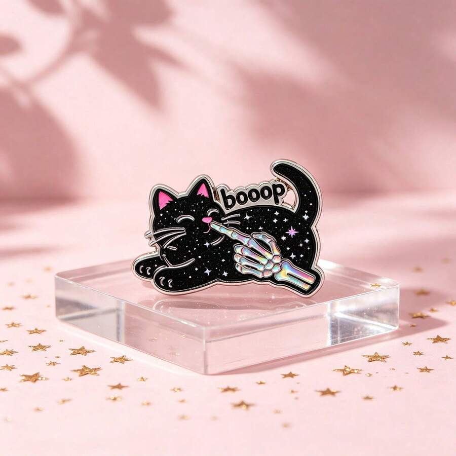 Pins de esmalte y broches con mano de esqueleto Boop negro para solapa, insignias para mochilas y bolsos, decoración cool, regalo para amigos