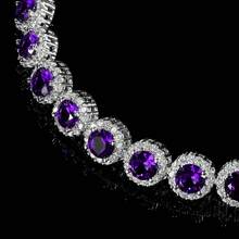 MDFUN 18K White Gold Sparkling Halo Amethyst Chain Bracelet, Exaggerated Style Jewelry For Wedding And Party - White-purple - View 5