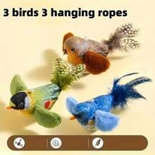 2pcs/Set (Bird Toy + Rope) Interactive Realistic Bird Cat Toy With Hanging Rope - Plush Prey Simulation Suitable For Indoor Play - Realistic Yellow Head & Green Feathers Applicable To Kittens, Adult Cats And All Breeds & Ages Pet Holiday Gift - Multicolor - View 11