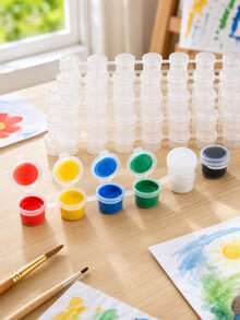 6/60/120/240pcs Empty Paint Cups, Plastic Paint Cups, 6-Compartment Empty Paint Cups, Suitable For Art Painting, Handmade Crafts - Multicolor - View 7