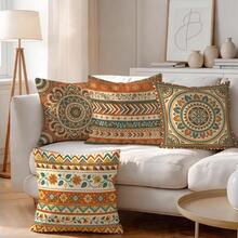 4 buah/1 buah Sarung Bantal Motif Mandala dan Bunga Bohemian, Sarung Bantal Cetak Satu Sisi, Cocok untuk Ruang Tamu, Kamar Tidur, Dekorasi Rumah, Sarung Bantal Sepanjang Musim - MultiWarna - View 2