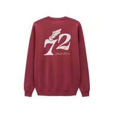 Nike Swoosh Embroidered Crewneck Pullover Sweatshirt Men's Loose Long Sleeve Daily Commute Outdoor Sports Comfortable Versatile Casual Top - Red - View 3