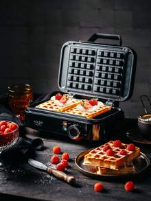 ADLER AD 3065 Waffle Maker 2000W, Double Belgian Waffle Iron With Deep Non-Stick Plates, Adjustable Temperature Control, Cool-Touch Handle, Power And Baking Indicator Lights, Anti-Slip Feet, Upright Storage And Cord Storage For 2 Large Waffles - EU E Type Plug(220-240V) - View 1