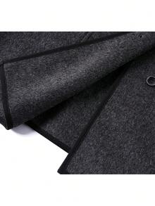 Premium Vintage Loose Wool Blend Button Coat For Evening Dates, Travel And Daily Wear In Spring And Autumn - Dark Grey - View 3