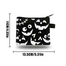 Túi đựng phụ kiện hút thuốc phong cách Halloween sáng tạo, ví đựng xu nhỏ cầm tay, túi đựng phụ kiện in họa tiết Halloween, quà tặng lễ hội Halloween! - Kiểu khóa kéo - Xem 3