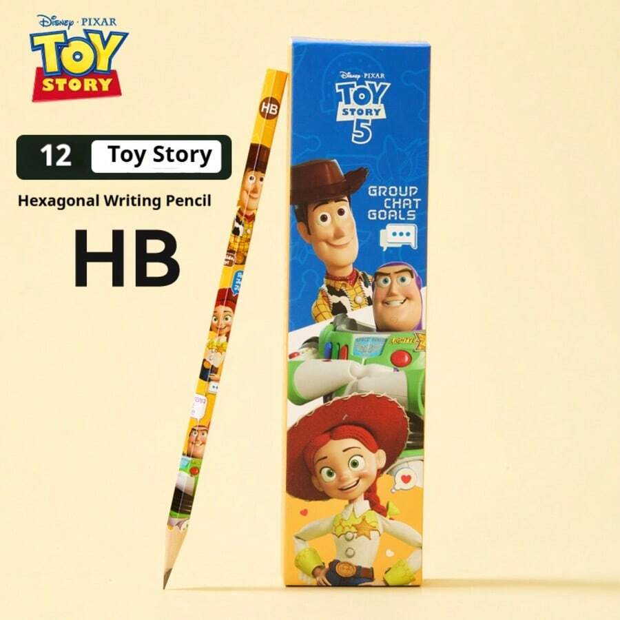 Disney 12pcs HB Student Writing Pencils, Toy Story Cartoon Design, Grade 1-2 Handwriting Practice Pencils, Unbreakable Lead, Durable Learning Supplies, Writing Tools - A - View 1