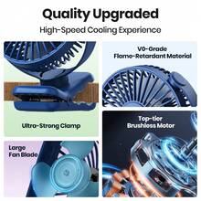 TOPK USB Clip-On Desktop Fan, Brushless Motor, Quiet Powerful Airflow, Strong Clip Ensures Secure Attachment, Stylish Design, Portable Cooling, High-Quality Structure, Mini Portable Personal Fan Suitable For Bedroom And Office - Multicolor - View 5
