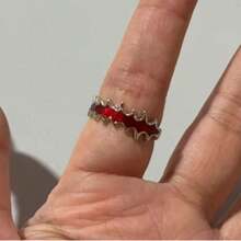 Gothic Style Red Crystal Butterfly Heart-Shaped Open Ring, Women's Vintage Adjustable Finger Ring, Halloween Jewelry - Multicolor - View 10
