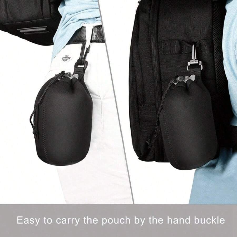 1/4PCS Multi-Functional Protective Neoprene Lens Pouch, Suitable For DSLR Camera Lens Storage, With Thick Padding, Provides Protection Small, Medium And Large - View 1