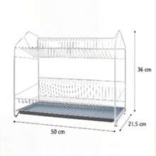 2 Tier Dish Drying Rack With Drain Tray, Large Capacity Kitchen Counter Dish Rack, Metal Dish Drainer With Removable Utensil Holder - View 13