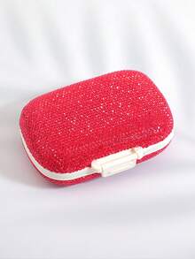 Caja de pastillas portátil y brillante, organizador compacto y sellado de múltiples compartimentos, dispensador de medicación portátil de 7 días, pequeña caja de joyas - Plateado - Ver 20