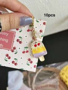 5/10/20/100pcs Summer New Ice Cream Popsicle Keychain Pendant Mini Compact Planner Phone Chain Key Ring Charm Decoration - Multicolor - View 11
