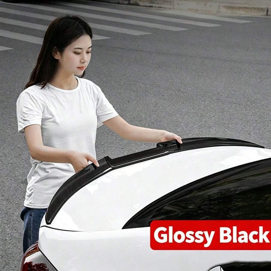 5件組通用後擾流板套組，碳纖維外觀運動風汽車飾條，TPU材質擾流翼唇可調節，適用於大多數車型，性能車配件