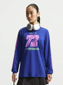 Nike Kaos Rajut Lengan Panjang Tanpa Kerah Wanita AS W NSW NK CLSC LS BF TEE SPD TIM6403-417 - Royal Blue - View 1