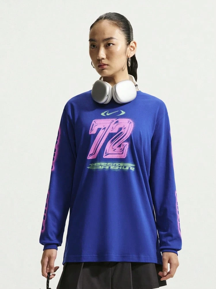 Nike Kaos Rajut Lengan Panjang Tanpa Kerah Wanita AS W NSW NK CLSC LS BF TEE SPD TIM6403-417 - Royal Blue - View 1