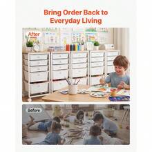 Rolling Cart With Drawers, 5 Drawer Storage Organizer, Mobile Utility Cart With Wood Top, Steel Frame, Universal Casters & 2 Bra - White - View 8
