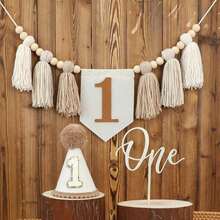 1pc/3pcs First Birthday Party Decorations, Brown High Chair Banner, 1st Birthday Hat, First Birthday Cone Hat, Party Decor, First Birthday Party Decorations - Multiple Styles - View 8