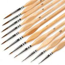1 Set 11pcs Mini Detail Paint Brush Set, Fine Tip, Suitable For Miniature Painting, Acrylic, Watercolor, Oil Painting, Model Craft And Line Drawing - Universal Credit - View 9