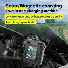 YNF 摩托車太陽能 TPMS 胎壓監控系統，2 個外置感測器，LCD 螢幕顯示，精準監控胎壓與溫度並附警報，USB 充電，36V 穩定運行，適用於大多數機車，摩托車維護，簡約裝置設計 - MT20 - 查看 6