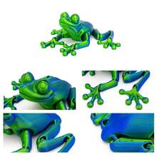 Dynamic Long-Legged Articulated Frog Toy Statue, 3D Printed Multi-Joint Poseable Fidget Toy, Stress Relief Toy, Random Color Stripes - Multicolor - View 7