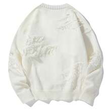 Cardigan de punto de unicolor simple para hombre con diseño de botones - Chaqueta suéter de estilo relajado - Blanco - Ver 3