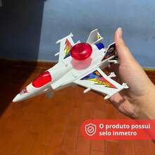 Brinquedo Infantil Avião A Corda Movimenta E Anda Com Luzes - Multicolorido - Visão 6