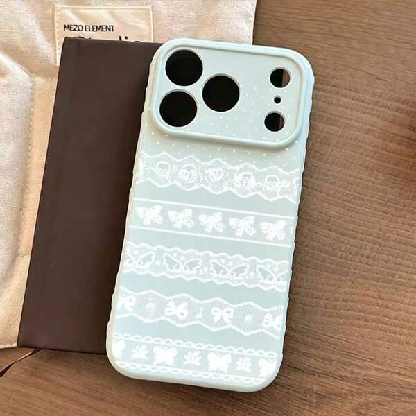 1pc Lace Heart Phone Case Compatible With Apple 17 Pro Max 16 Pro 15/14 13 Shockproof