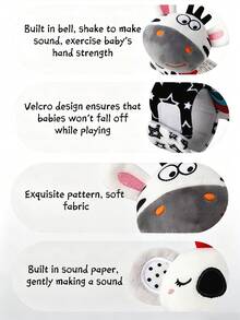 1pc Cartoon Baby Wristband, Unisex, Built-In Bell And Crinkle Paper, Baby Early Education Soothing Toy, Suitable As Newborn Gift - Multicolor - View 6