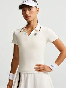 Nike Women's AS W NKCT DF SLAM SS Polo Shirt, Knit Collar Short Sleeve, TIW1210-133 - Beige - View 1