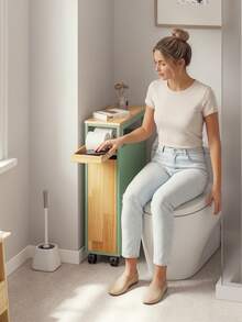 SoBuy | Rolling Storage Cart With Drawers | Slim Utility Trolley On Wheels For Kitchen Bathroom Small Spaces | 50*20*79 Cm | Load Capacity 22 Kg - Green - View 8