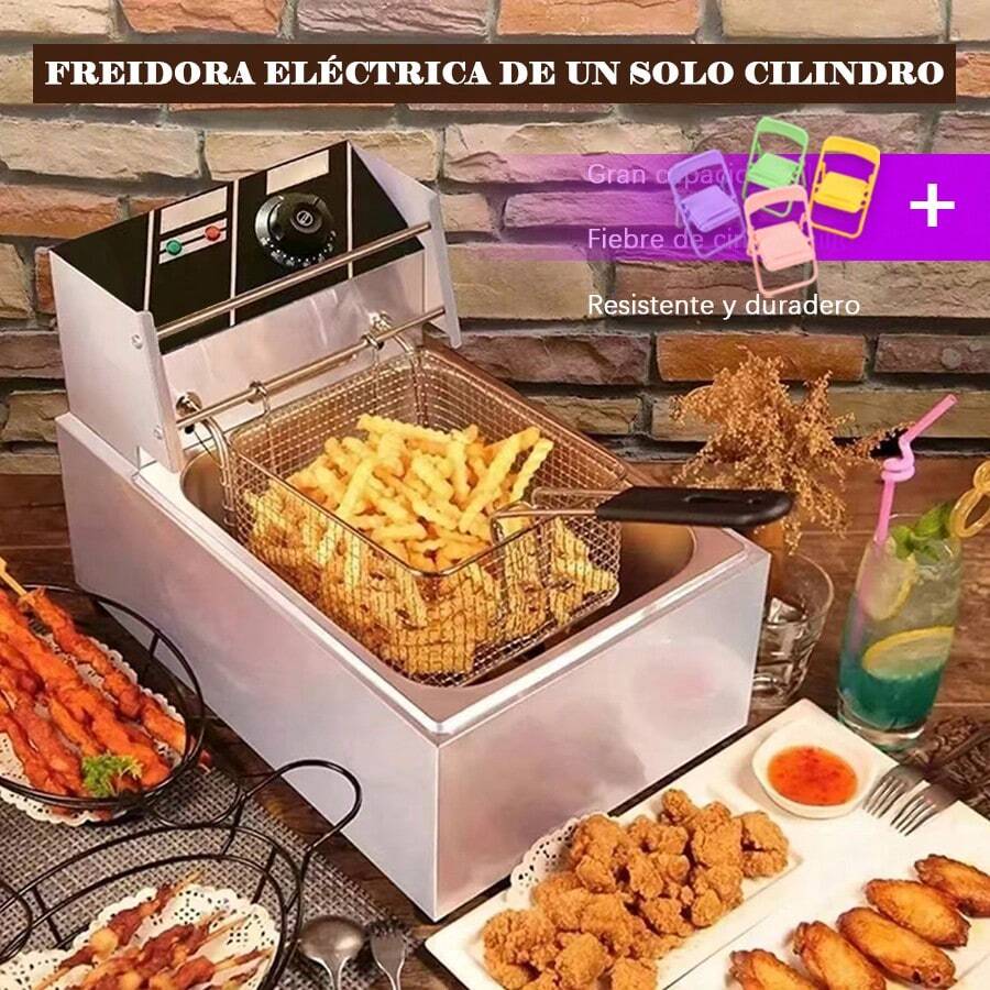 LÈRFM [MXBTG] 6L Stainless Steel Smart Electric Pot, Suitable For Home Use, With Baskets And Lids, Adjustable Temperature Stainless Steel Deep Fryer - A - View 1