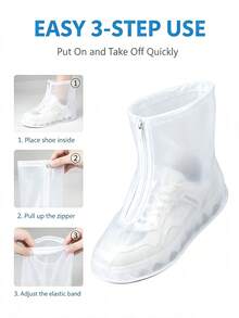 2pcs Reusable Waterproof Shoe Covers With Zipper, Unisex Rain Shoe Protectors, Non-Slip Outdoor Foot Covers, Portable Rain Boots, Blocks Rain And Mud, Suitable For Hiking, Cycling, Walking, Travel And Daily Commute - A - View 6