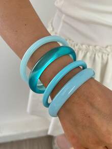 4pcs Elegant Vintage Casual Fashion Acrylic Bracelet Set Suitable For Women's Daily Wear - Multicolor - View 8