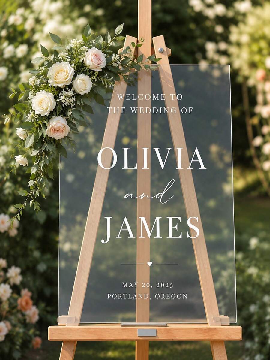 Photo Wedding Welcome Sign, Wedding Rehearsal Sign, Modern Wedding Sign, Acrylic Welcome Sign, Wedding Photo Sign, Welcome To Our Wedding - Multicolor - View 1