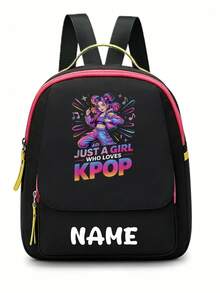 Personalized Back To School Backpack, Casual Versatile Music Idol Theme Print, Zipper Closure Nylon Material, Adjustable Shoulder Straps, Hand-Carry, Dancing, Shopping, Outdoor Trips, Birthday Gift, Aesthetic, Fandom-Core, Concert Essentials - Multicolor - View 27