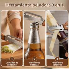 Multifunctional Scallion Cutter, Peeler, Sharp Stainless Steel Kitchen Grater, Fruit Peeler. - As Pictured - View 3