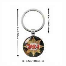 1pc 2D Vintage BSA Keychain, Metal Round, Retro Motorcycle Design, Perfect For Home, Car Keys And Bag Decoration, Ideal Gift For Christmas, Birthday And Father's Day - Multicolor - View 2