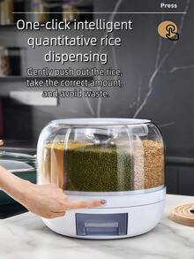 1 pieza Cubo giratorio para arroz, contenedor de almacenamiento de granos de gran capacidad con múltiples compartimentos, a prueba de humedad y plagas, sellado, adecuado para arroz, soja, granos de café, harina y otros granos, almacenamiento y conservación, también se puede usar para comida de perro, comida para mascotas, almacenamiento de suministros para mascotas, cubo de arroz sellado para el hogar, suministros de cocina, productos de almacenamiento y organización del hogar, dispensación de granos conveniente, solo presione suavemente - Multicolor - Ver 9