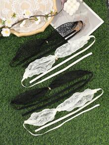 1pc Lace Wide Band Alloy Ocean Element Decorative Knotted Headband, Breathable Comfortable Women's Hair Hoop, Vintage Bohemian Style Summer Early Autumn Daily Outing Beach Wedding Outdoor Hair Accessory - Multicolor - View 5