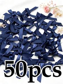 (50pcs/Pack) 4cm Ribbon Bows, Multiple Colors Available, Suitable For Gift Decoration And Hair Clip/Headband Making, Valentine's Day Gift - Plain Bow - View 3