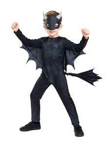 Boys' Obsidian Dragon Costume, Black Dragon Halloween Outfit, Suitable For School Plays, Book Week And Dress-Up Days - Black - View 3