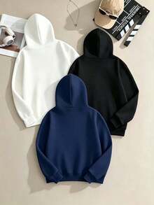 3pcs-Teen Boy 3-Piece Set Fun Print Pullover Sweatshirt, Warm And Comfortable Thermal Lined Pullover Sweatshirt For Autumn/Winter - Black - View 3