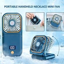 Mini Handheld Fan With Digital Display, Foldable Neck Fan, USB Rechargeable 3000mAh Battery, 180° Adjustable, 3-Speed Wind Settings, Perfect For Personal Cooling, Travel And Sports - Handheld Fan - View 9