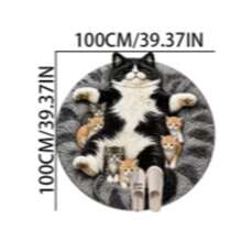 1pc Black And White Lying Cat Letter Round Rug, Faux Cashmere, Bathroom Mat, Bathroom Carpet, Door Mat, Small Rug, Carpet, Floor Mat, Home Decor, Area Rug, Outdoor Mat, Home Decor, Area Carpet, Bedroom Carpet, Washable Carpet - Multicolor - View 10