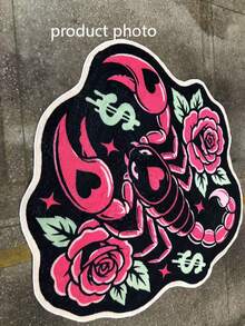1pc Pink Rose Skull Rug, Soft Plush Floor Mat, Bedroom Living Room Decor, Thickened Carpet, Autumn/Winter Carpet, Small Rug, Home Decor, Bedroom Rug, Living Room Rug, Washable Rug, Area Small Rug, Room Decor - Multicolor - View 3
